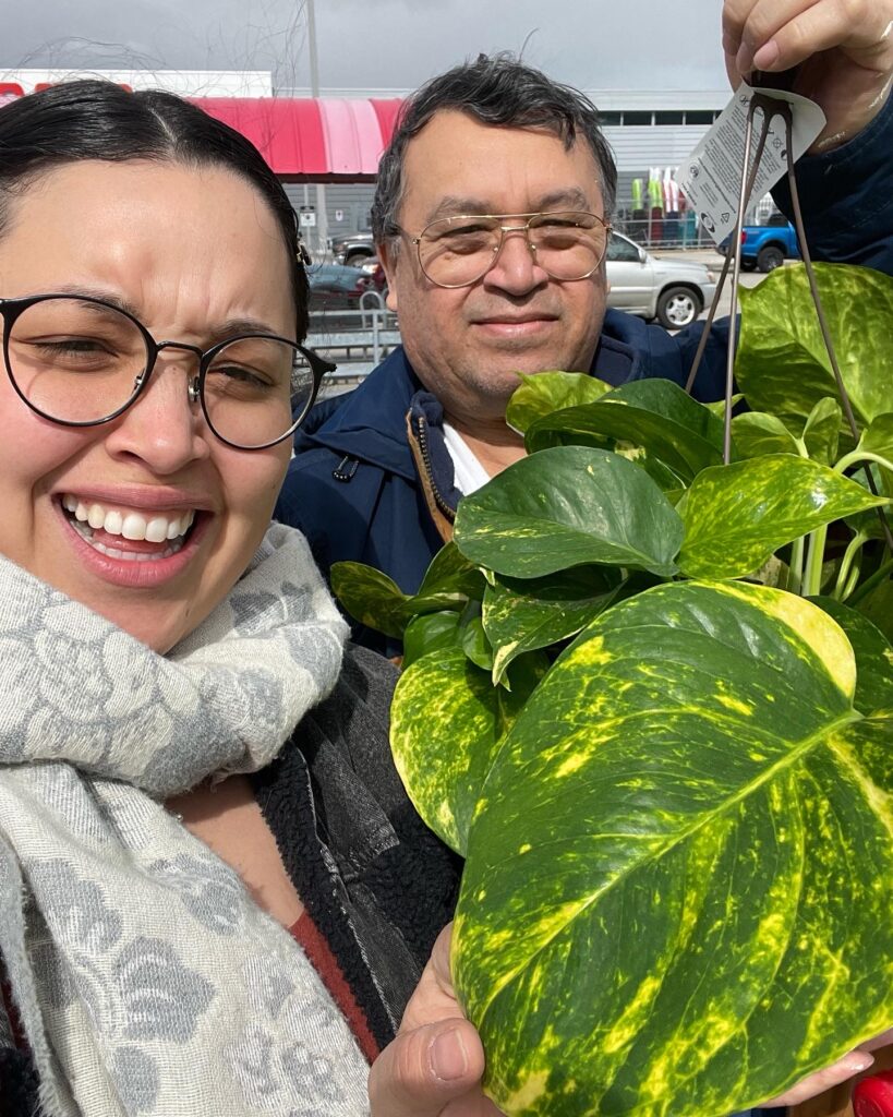 Dad bought Isishaj a plant. They both have Epilepsy. 